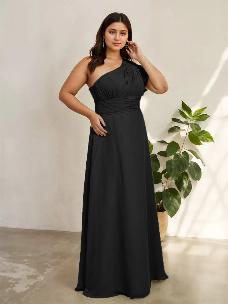 Chiffon One Shoulder A Line Plus Size Bridesmaid Dresses