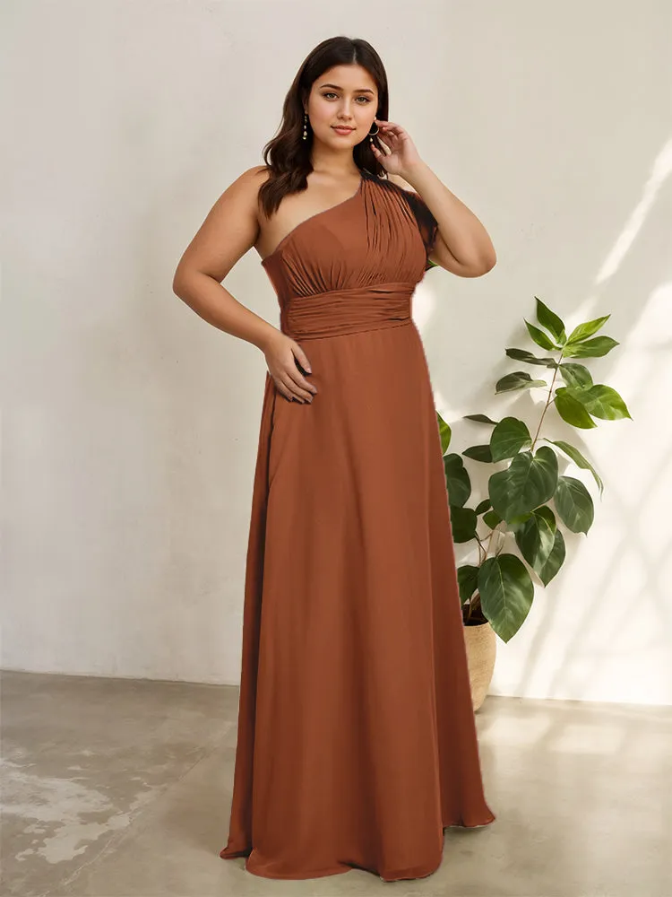 Chiffon One Shoulder A Line Plus Size Bridesmaid Dresses