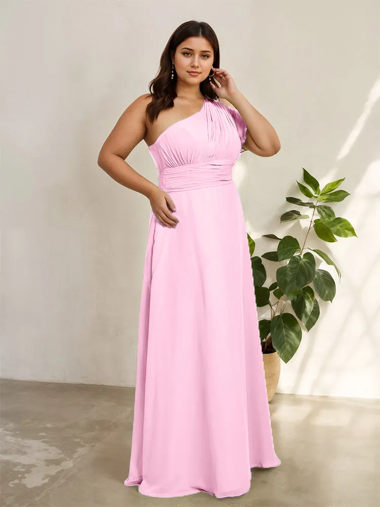 Chiffon One Shoulder A Line Plus Size Bridesmaid Dresses
