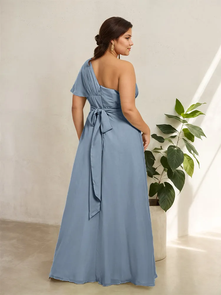 Chiffon One Shoulder A Line Plus Size Bridesmaid Dresses