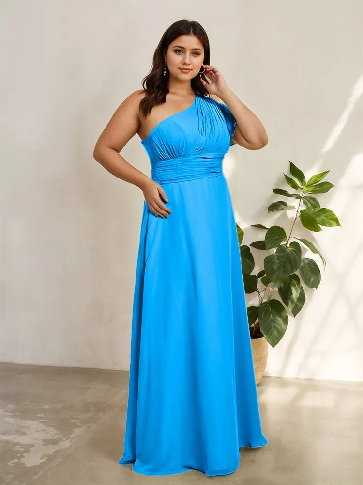 Chiffon One Shoulder A Line Plus Size Bridesmaid Dresses
