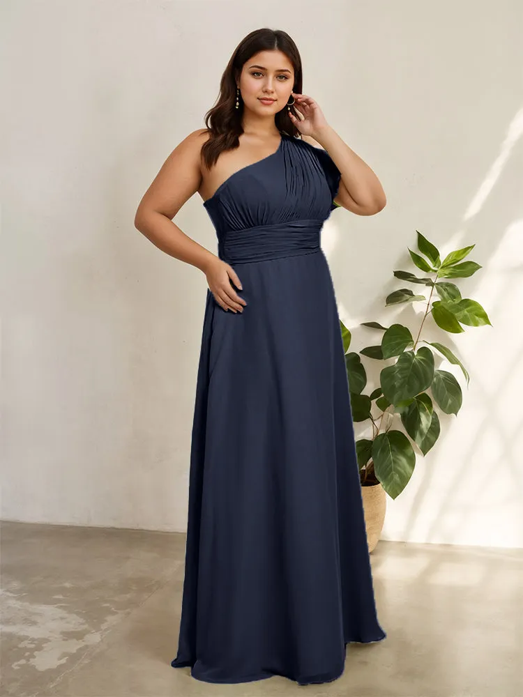 Chiffon One Shoulder A Line Plus Size Bridesmaid Dresses