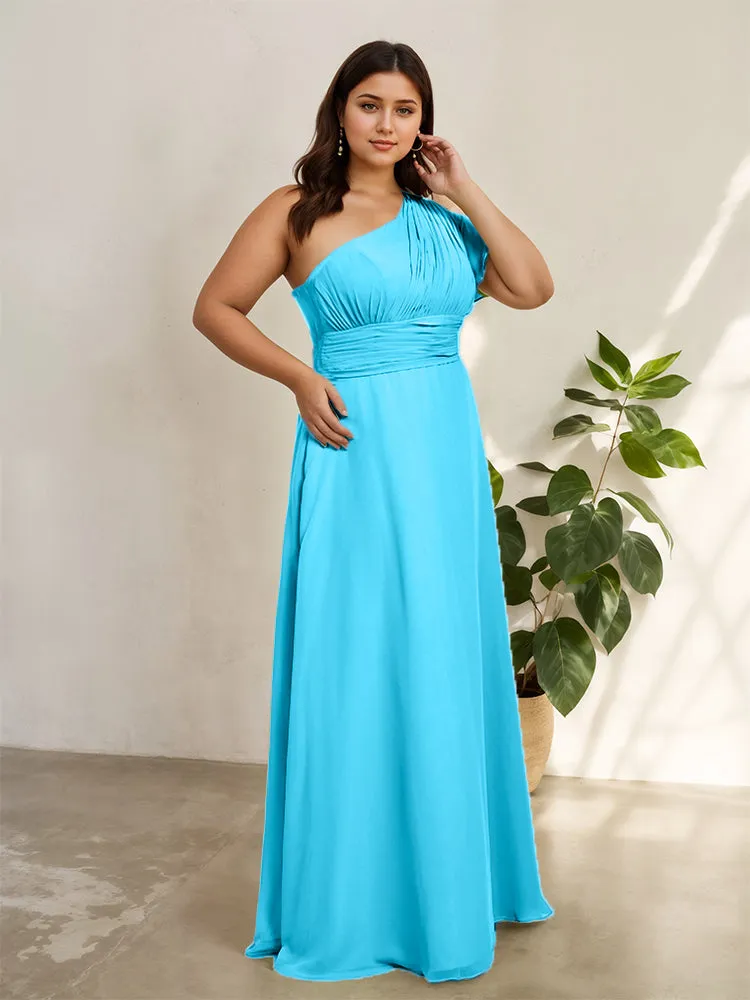 Chiffon One Shoulder A Line Plus Size Bridesmaid Dresses