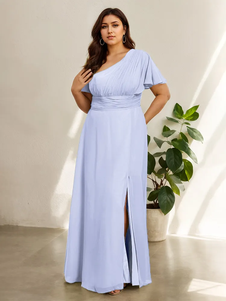 Chiffon One Shoulder A Line Plus Size Bridesmaid Dresses