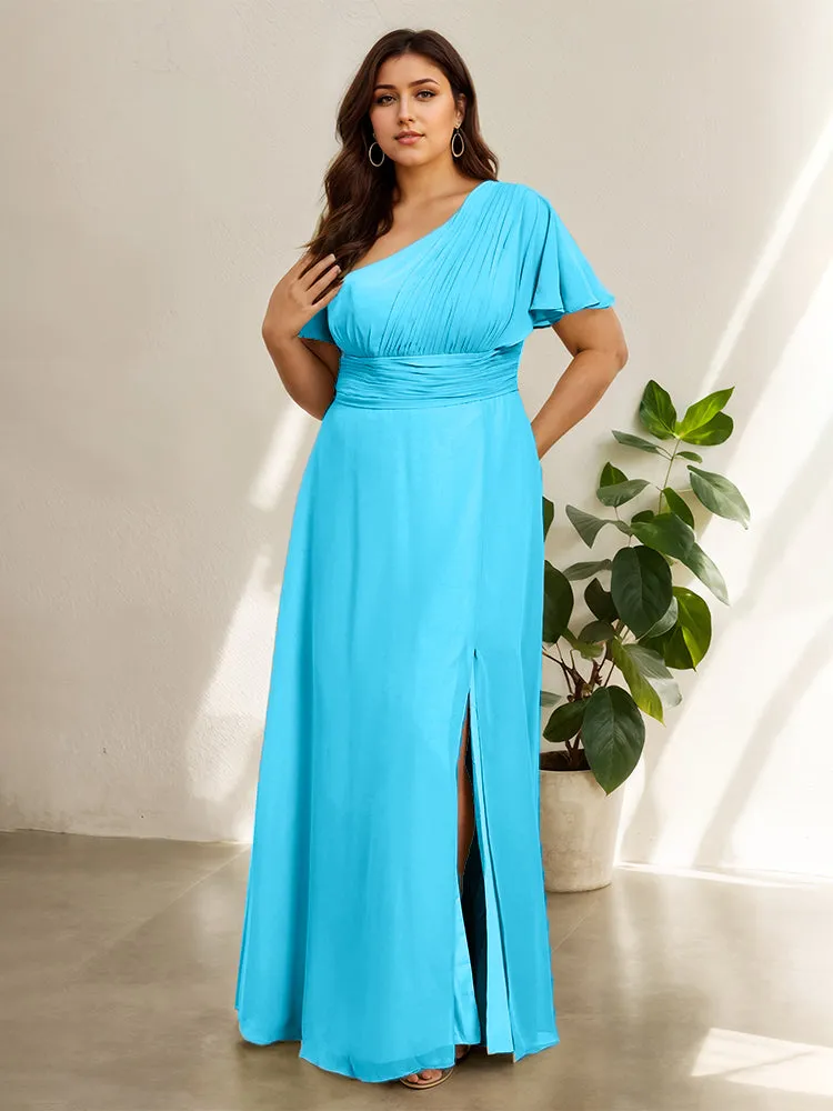 Chiffon One Shoulder A Line Plus Size Bridesmaid Dresses