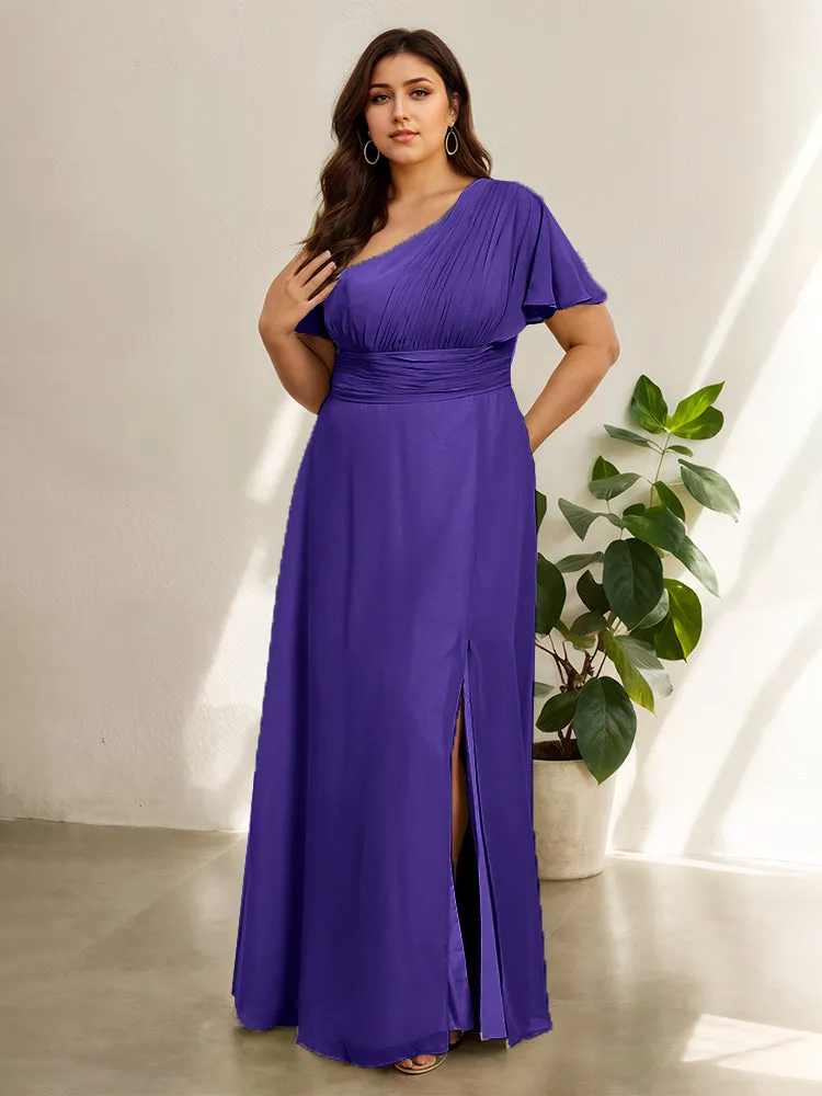 Chiffon One Shoulder A Line Plus Size Bridesmaid Dresses