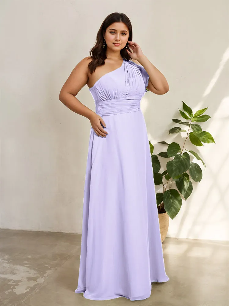 Chiffon One Shoulder A Line Plus Size Bridesmaid Dresses