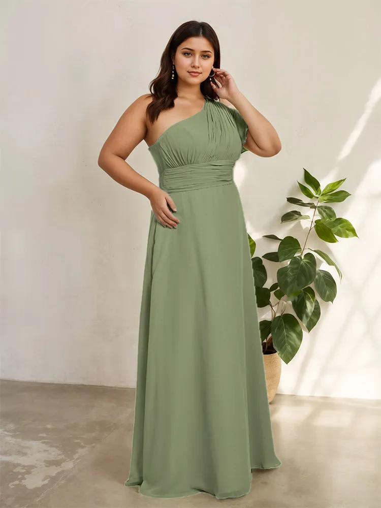 Chiffon One Shoulder A Line Plus Size Bridesmaid Dresses