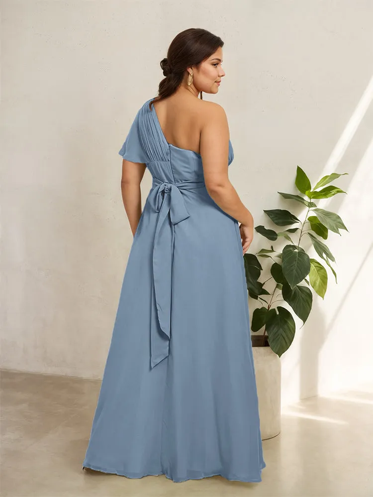 Chiffon One Shoulder A Line Plus Size Bridesmaid Dresses