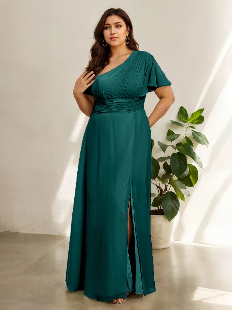 Chiffon One Shoulder A Line Plus Size Bridesmaid Dresses