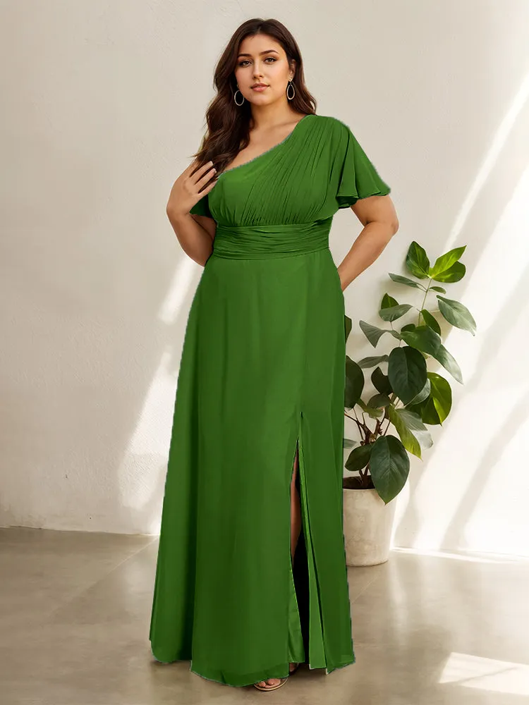 Chiffon One Shoulder A Line Plus Size Bridesmaid Dresses