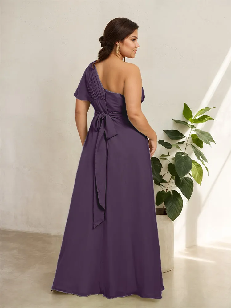 Chiffon One Shoulder A Line Plus Size Bridesmaid Dresses
