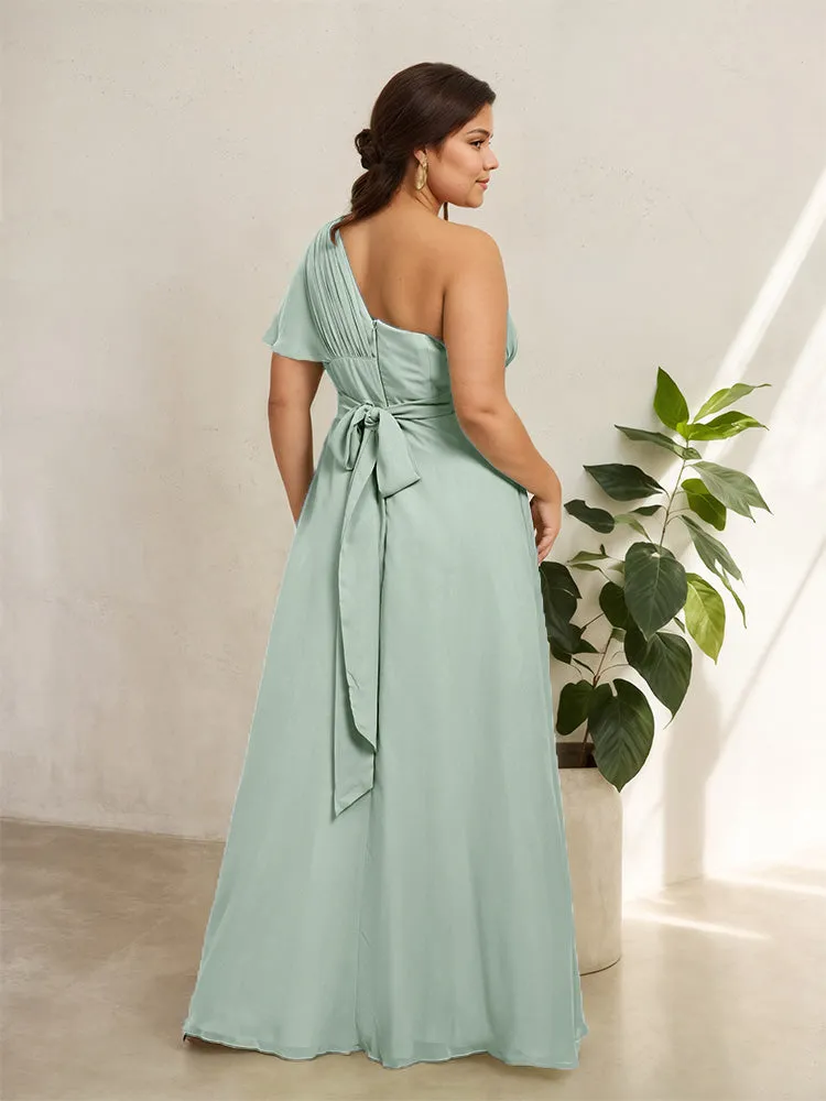 Chiffon One Shoulder A Line Plus Size Bridesmaid Dresses