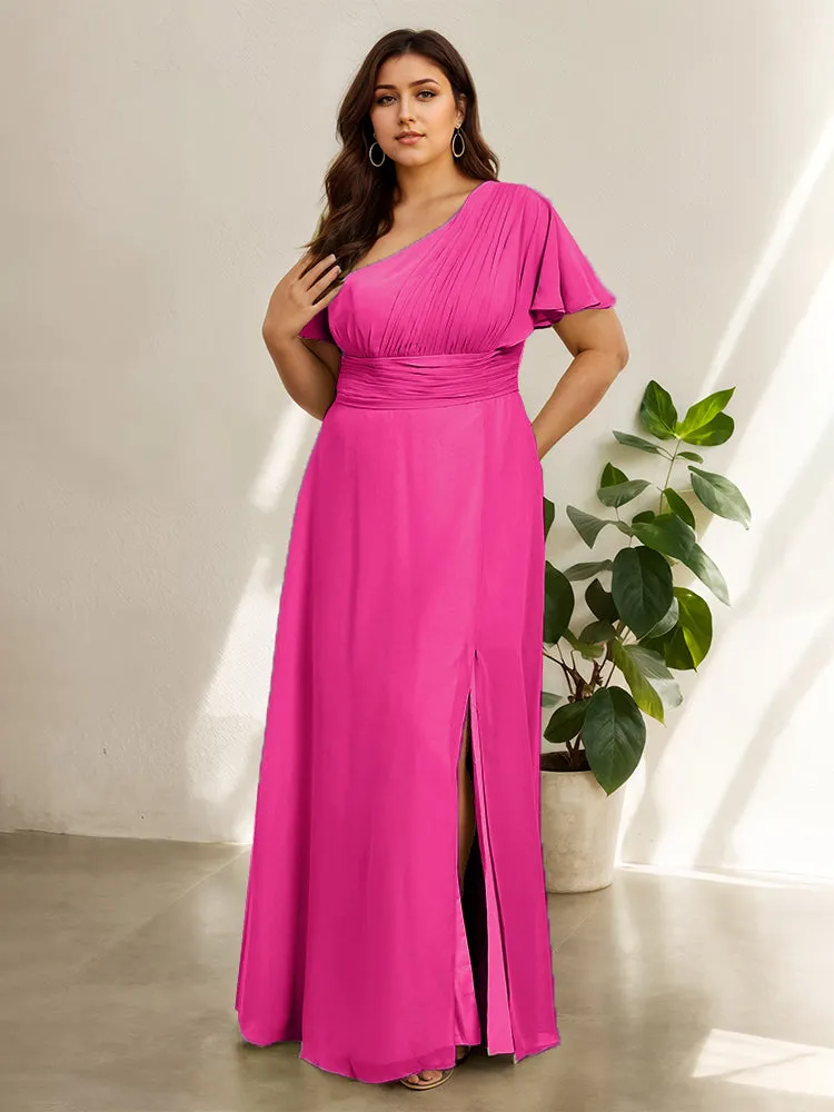 Chiffon One Shoulder A Line Plus Size Bridesmaid Dresses