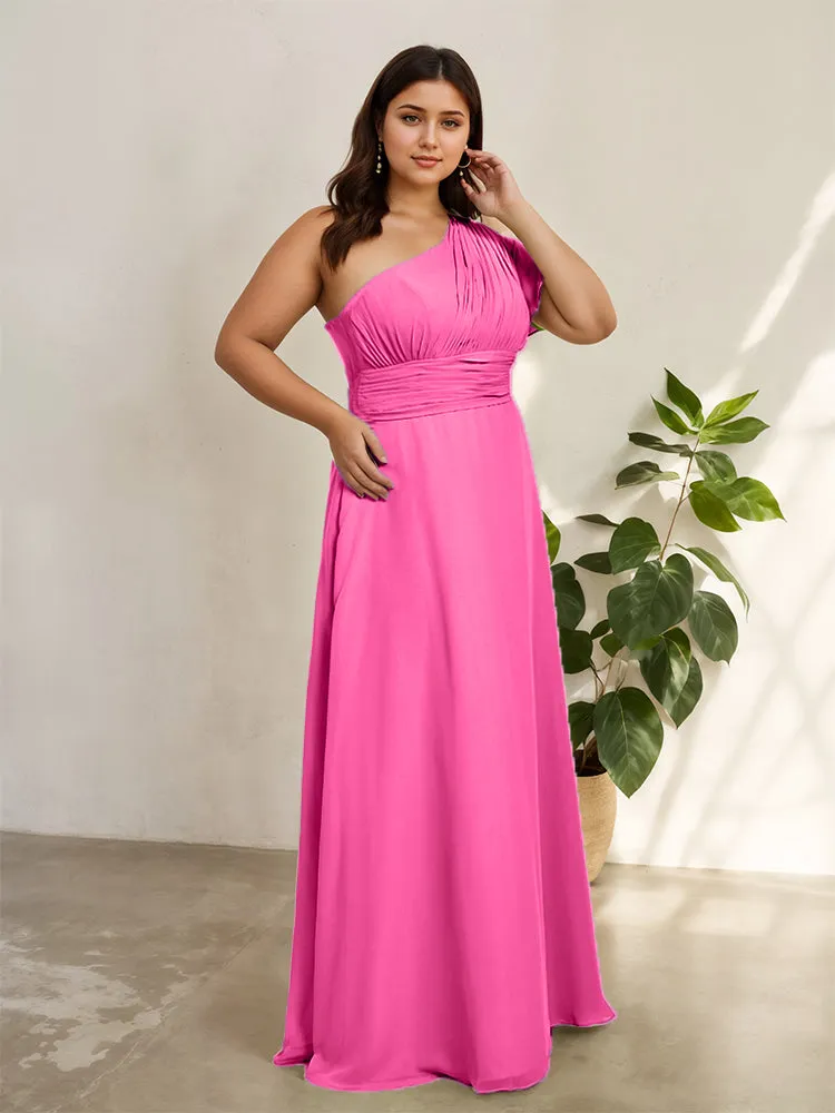 Chiffon One Shoulder A Line Plus Size Bridesmaid Dresses