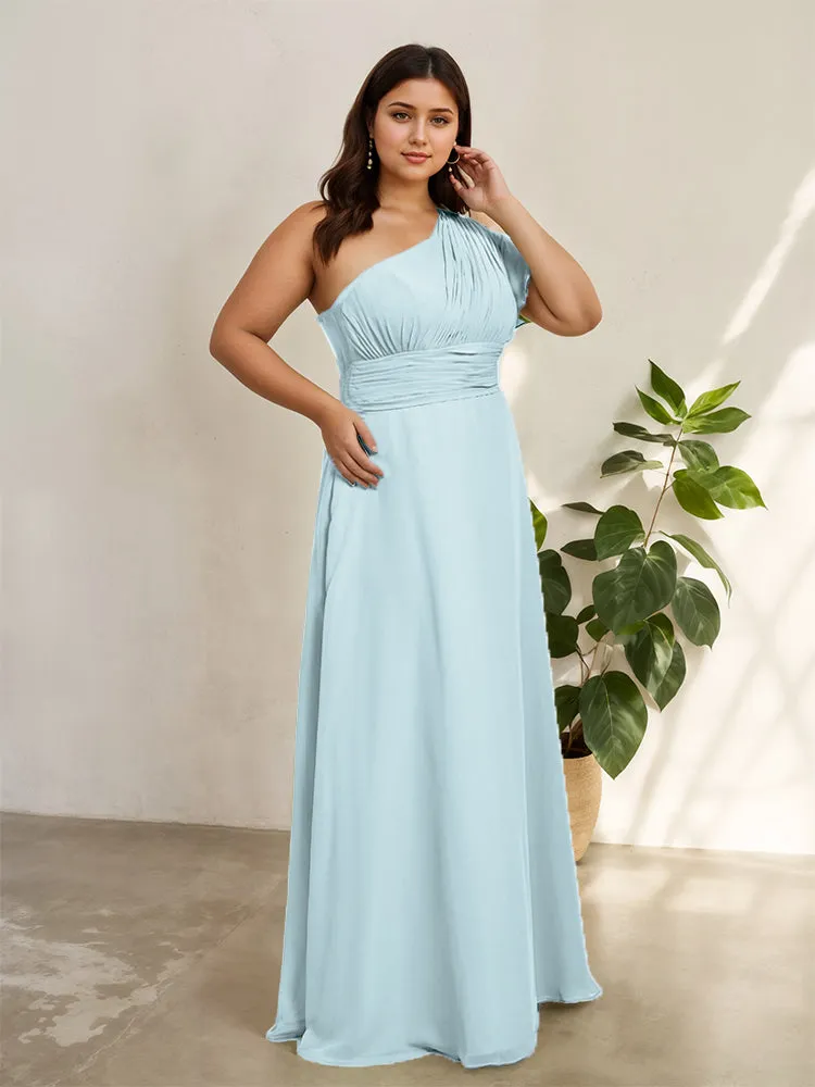 Chiffon One Shoulder A Line Plus Size Bridesmaid Dresses