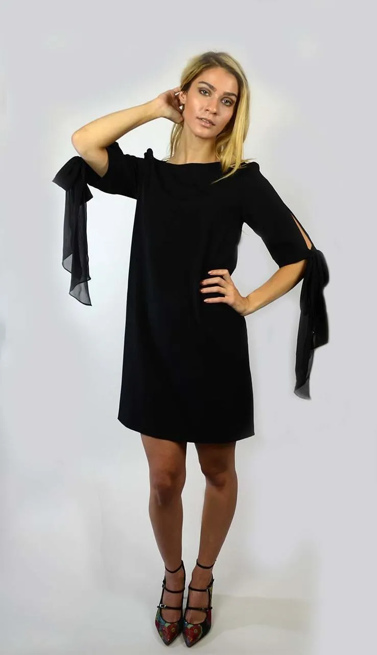 Chiffon Sack Dress - Black