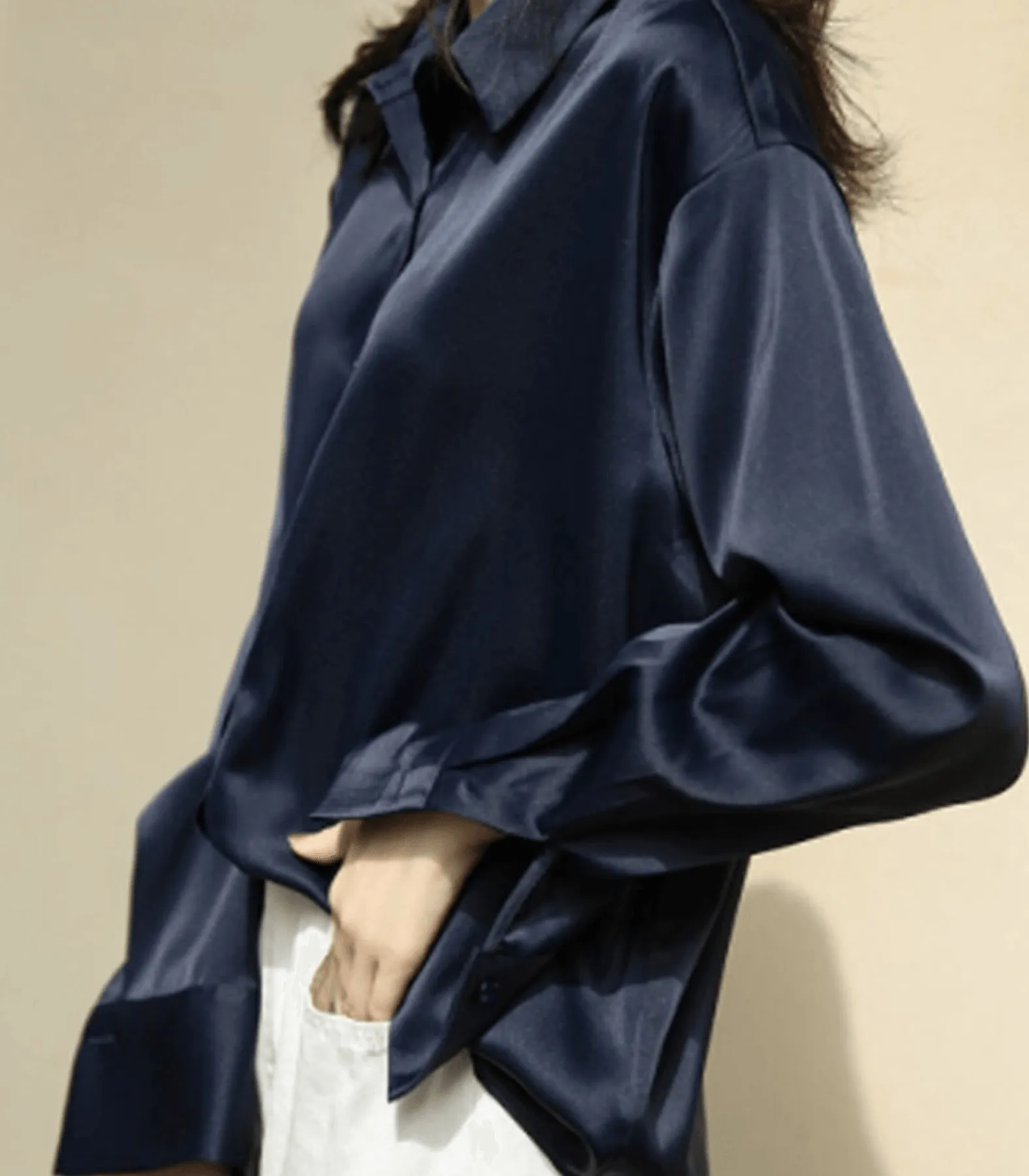 Claudia® | Buttoned Satin Silk Blouse