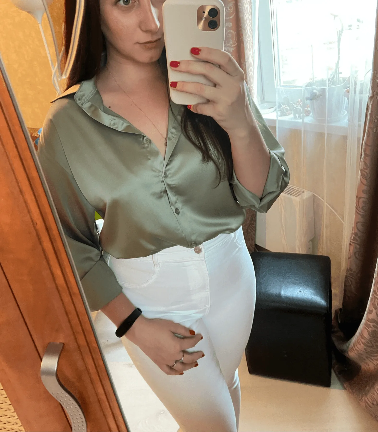 Claudia® | Buttoned Satin Silk Blouse