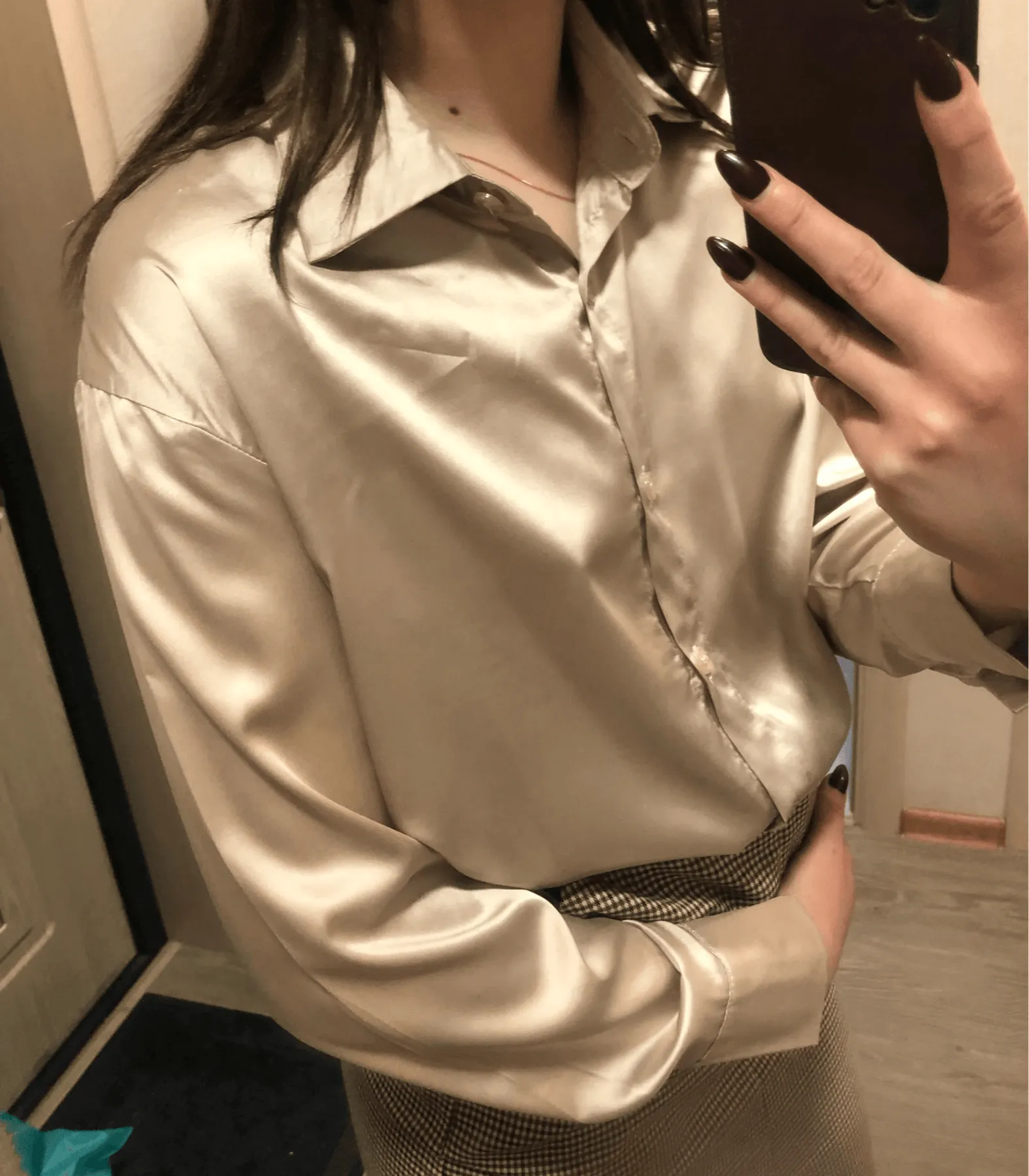 Claudia® | Buttoned Satin Silk Blouse