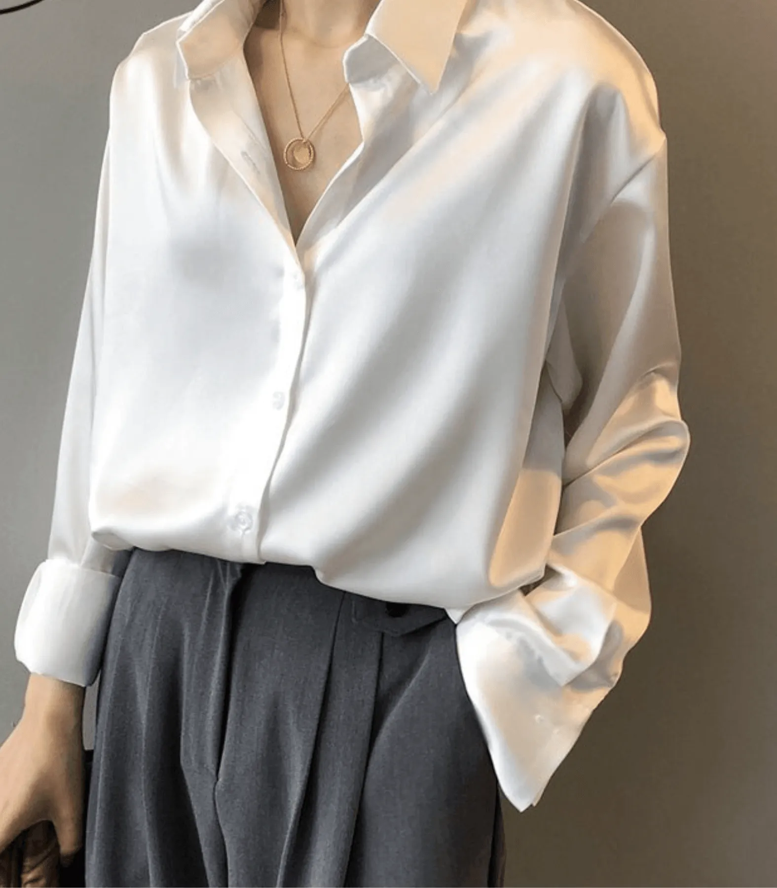 Claudia® | Buttoned Satin Silk Blouse