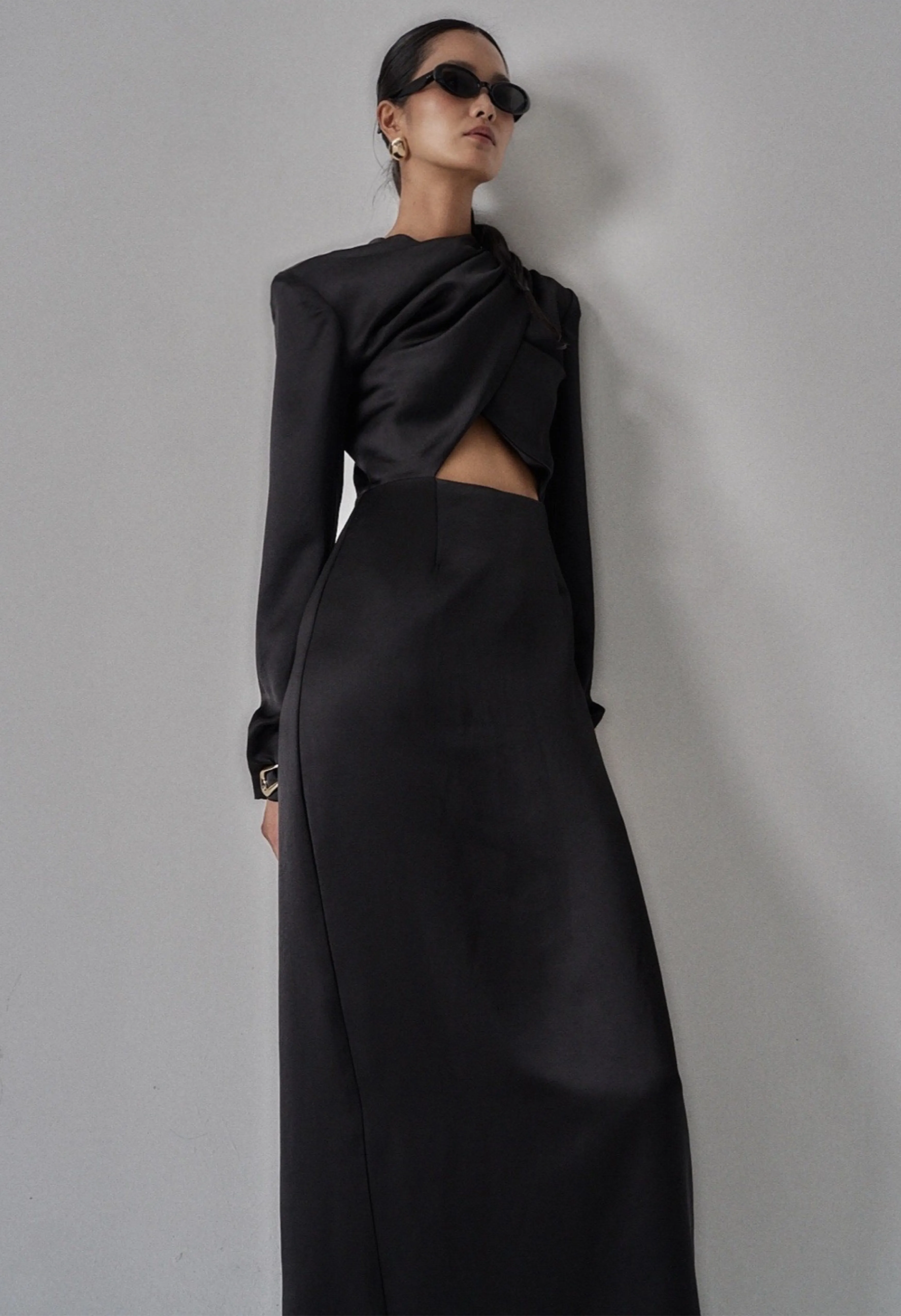 Colette Black Satin Dress