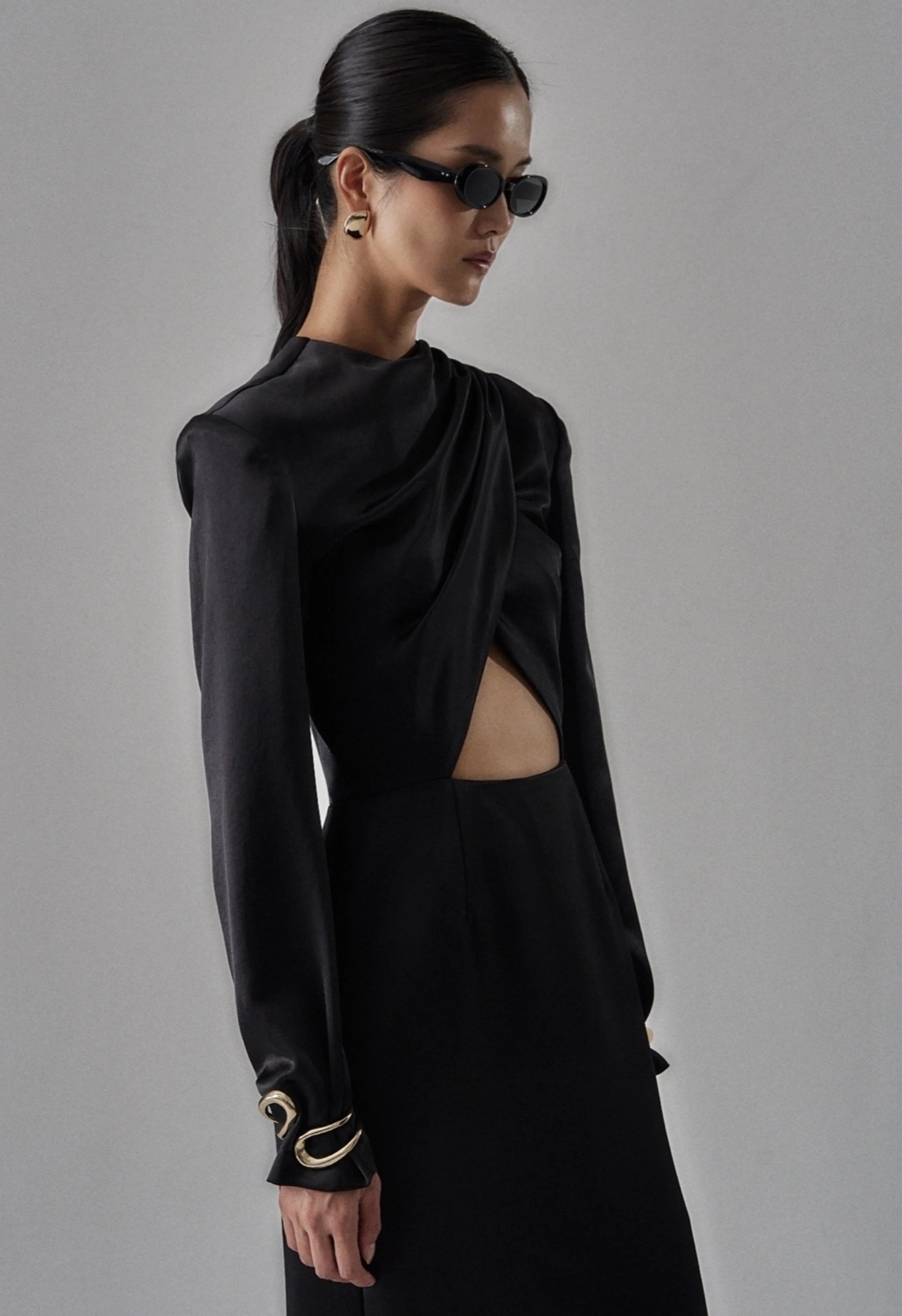 Colette Black Satin Dress