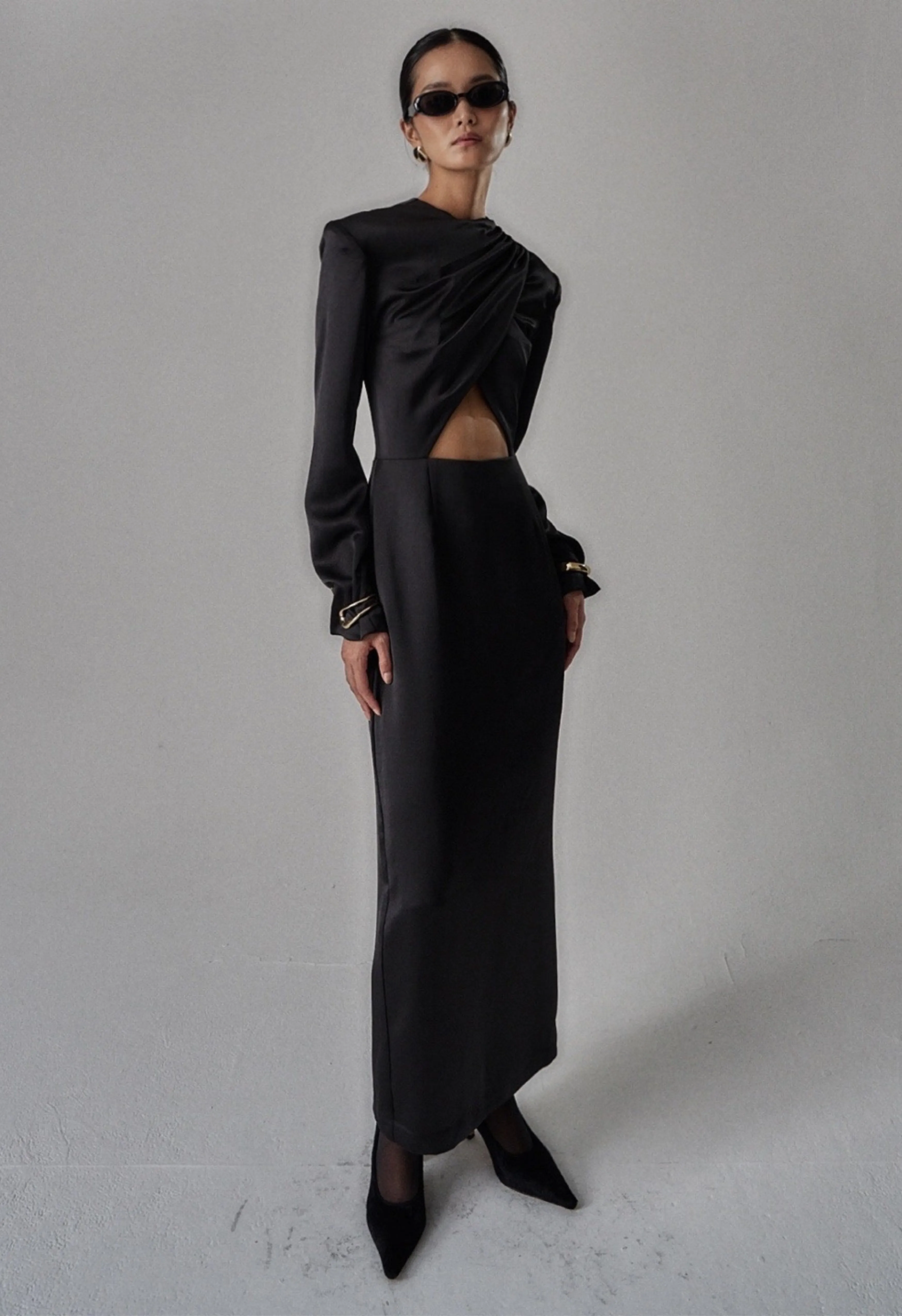 Colette Black Satin Dress