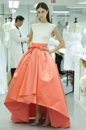 Color Block Hi-lo Prom Dresses with Satin Skirt