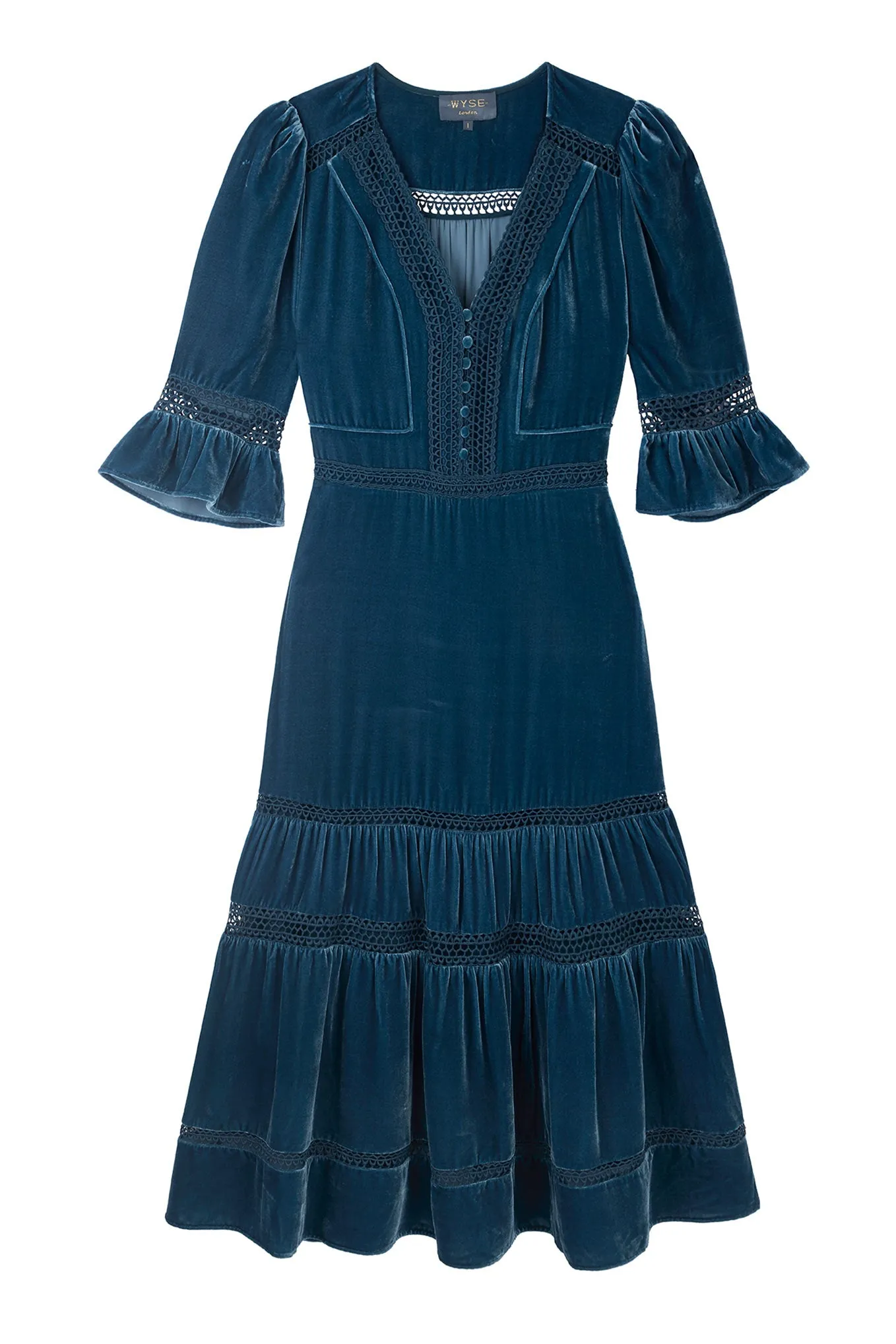 Coralie Velvet Dress - Teal - Regular