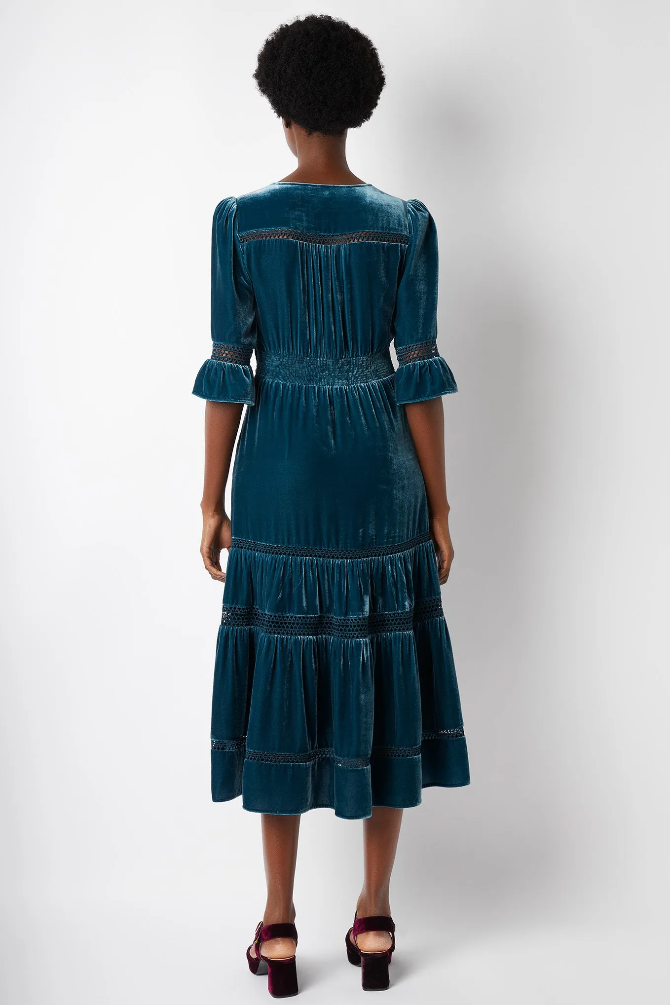 Coralie Velvet Dress - Teal - Regular