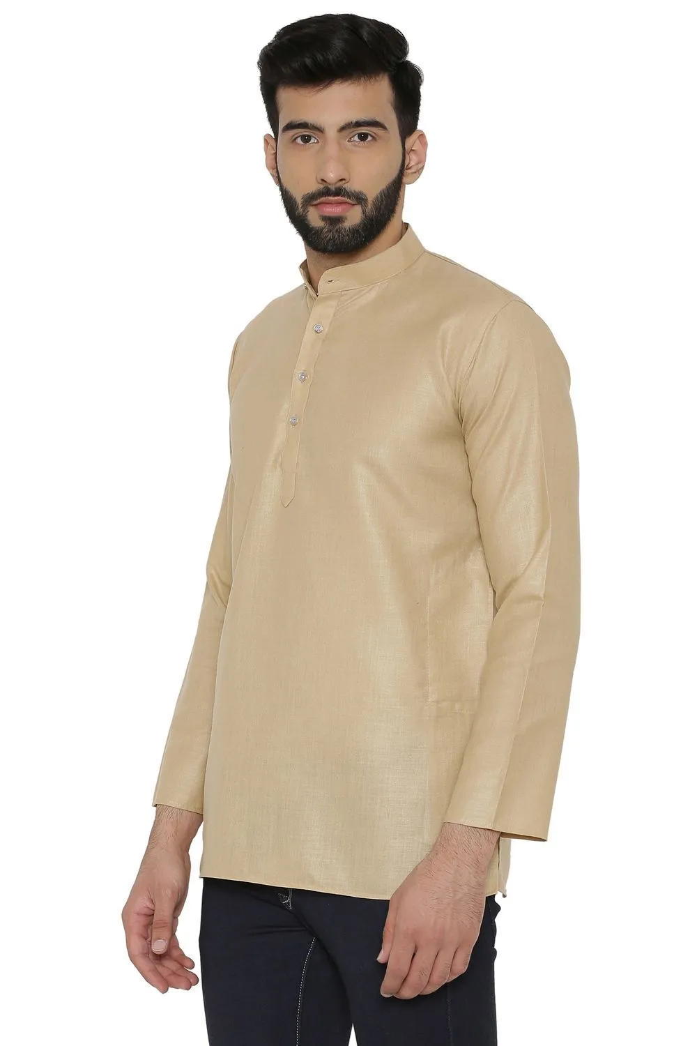 Cotton Silk Blend Beige Kurta Shirt