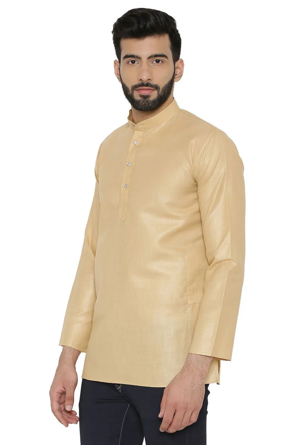 Cotton Silk Blend Beige Kurta Shirt