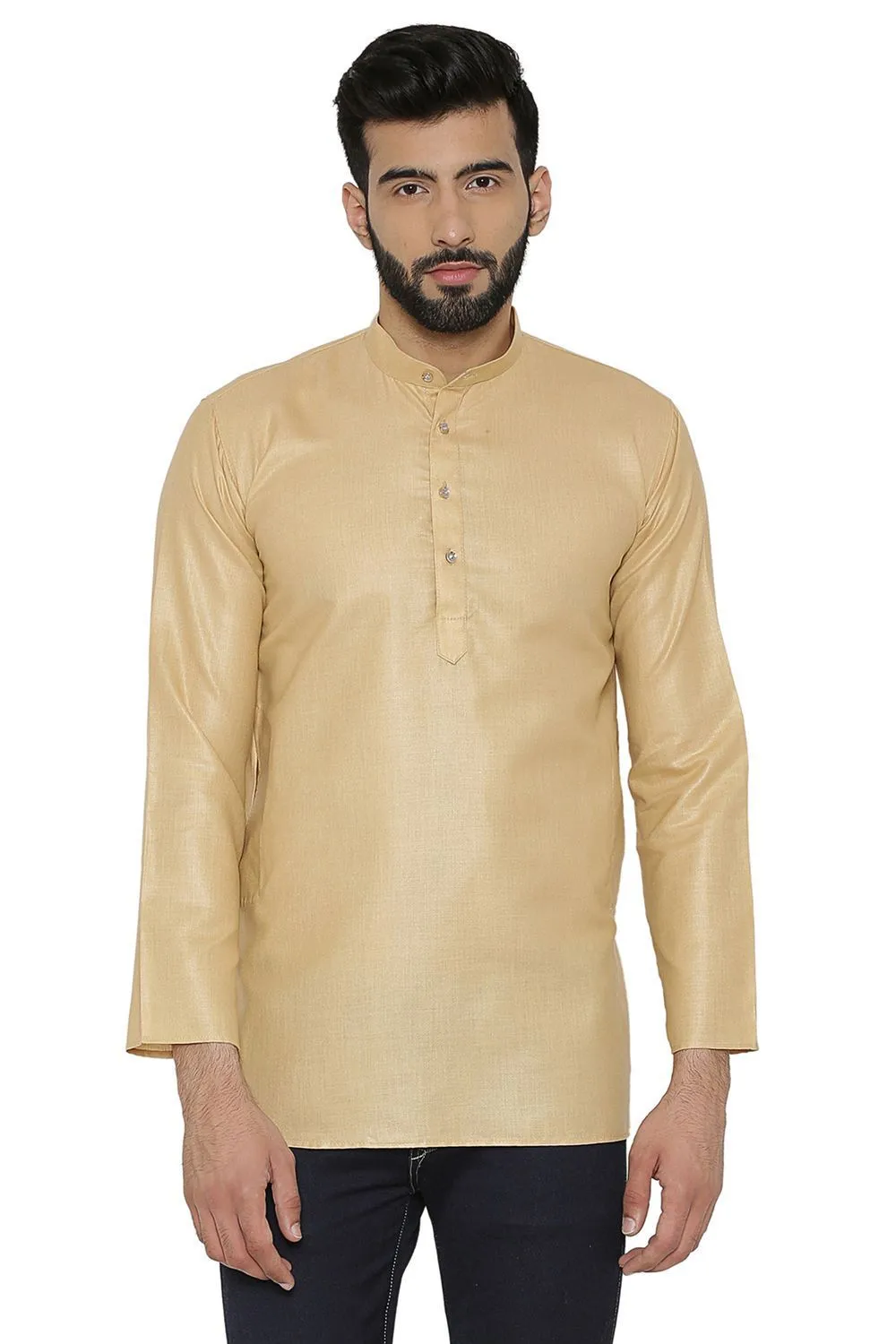 Cotton Silk Blend Beige Kurta Shirt