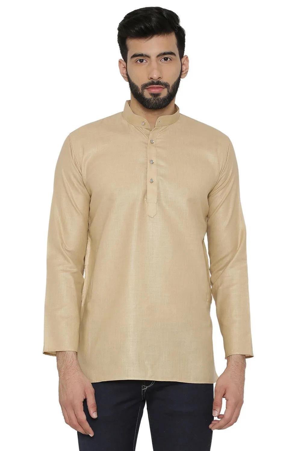 Cotton Silk Blend Beige Kurta Shirt