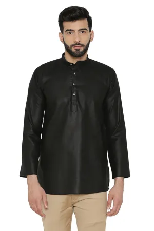 Cotton Silk Blend Black Kurta Shirt