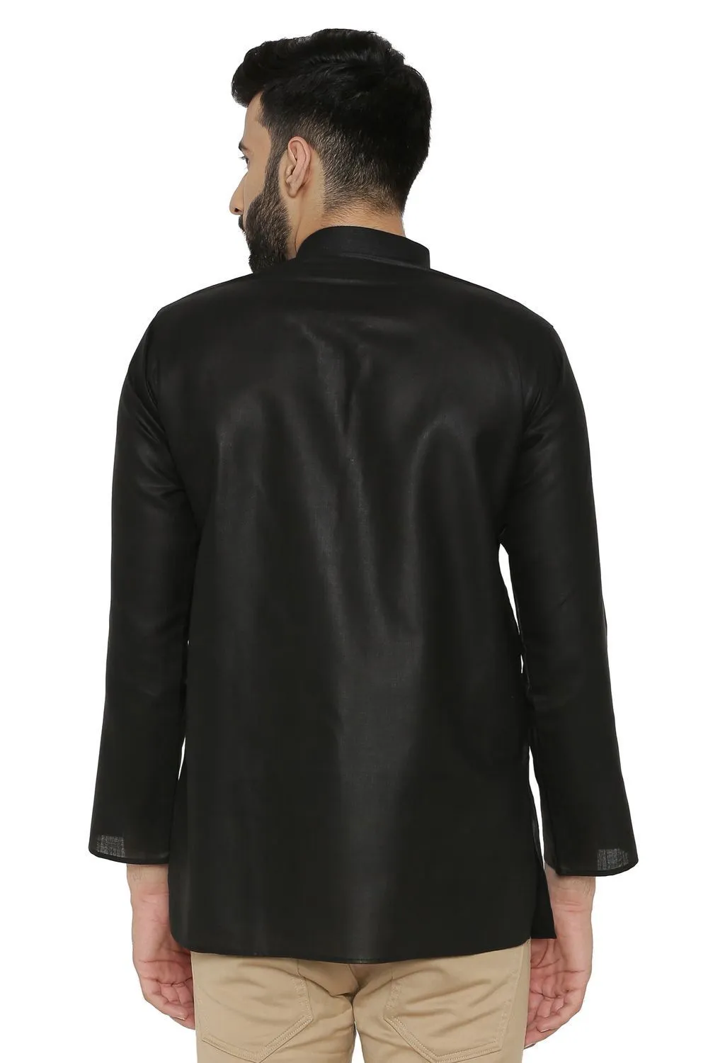 Cotton Silk Blend Black Kurta Shirt