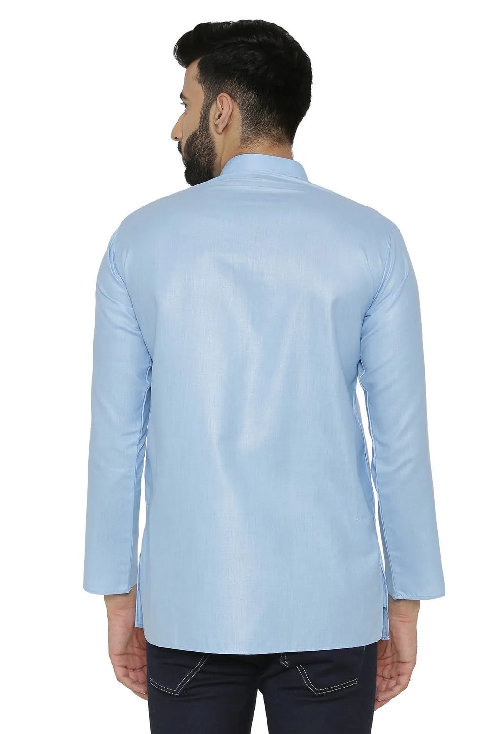 Cotton Silk Blend Blue Kurta Shirt