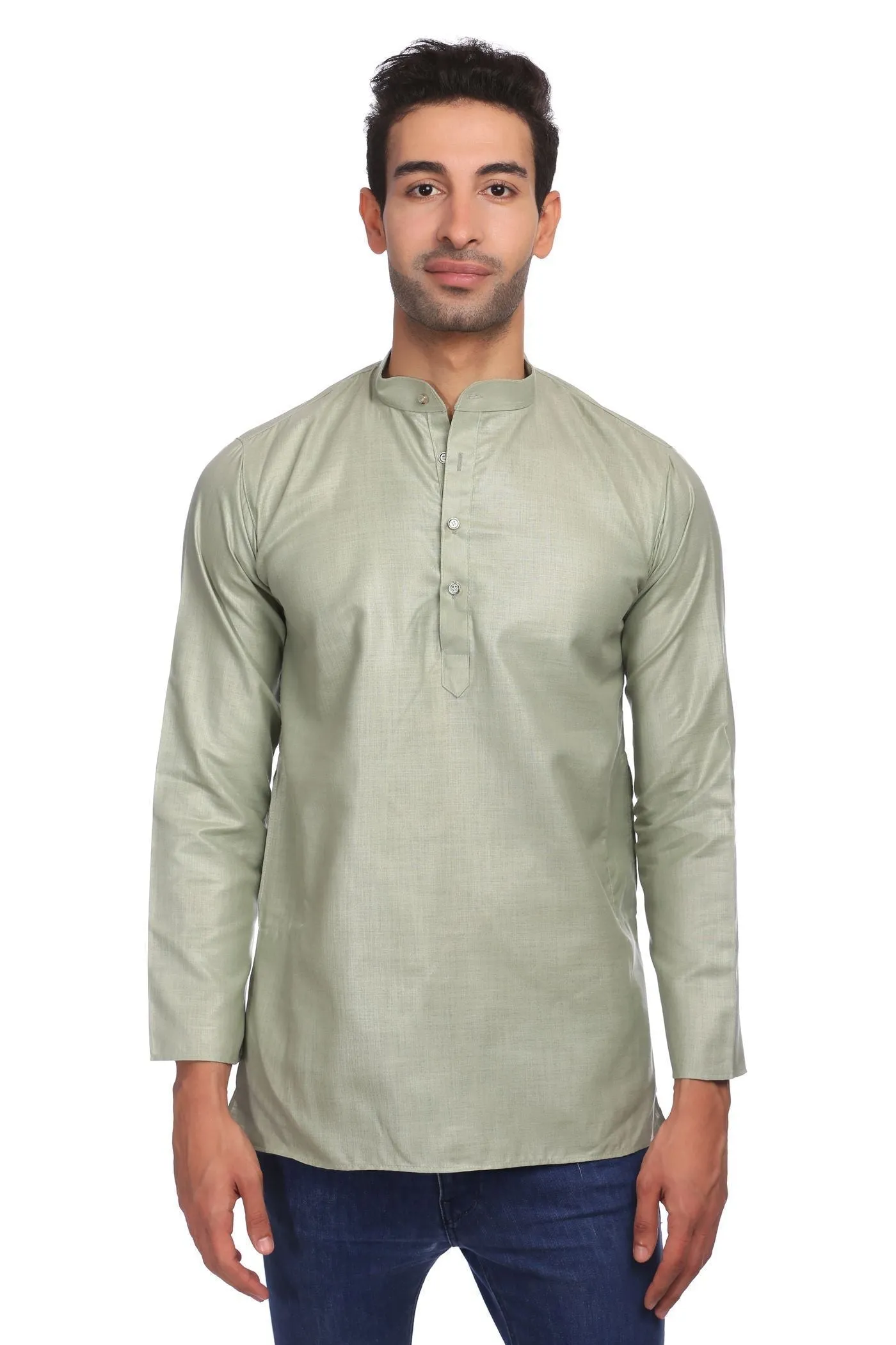 Cotton Silk Blend Grey Kurta Shirt