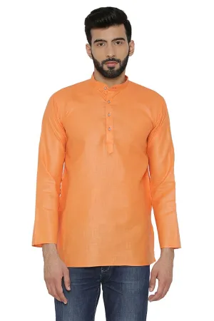 Cotton Silk Blend Orange Kurta Shirt