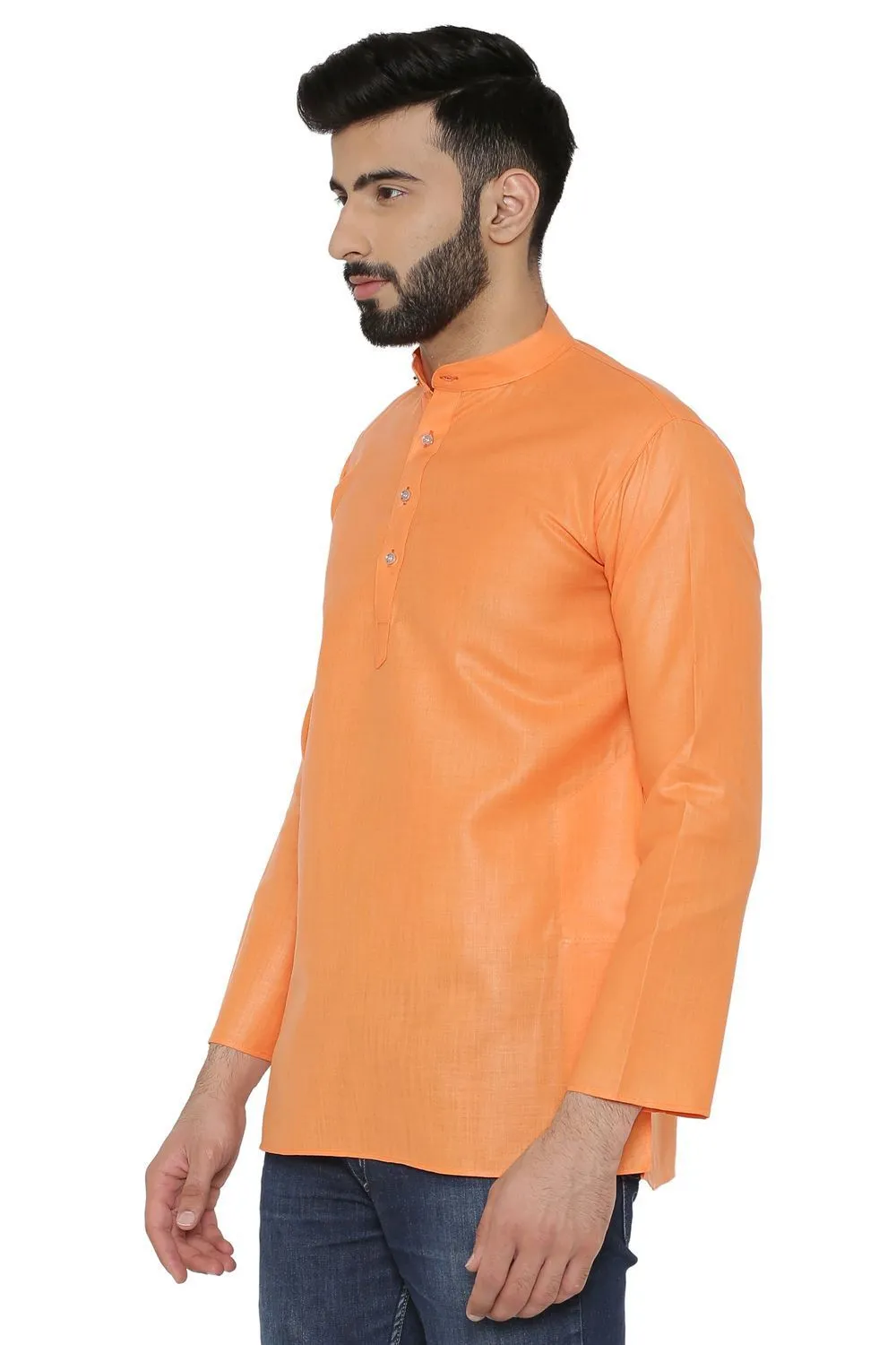 Cotton Silk Blend Orange Kurta Shirt