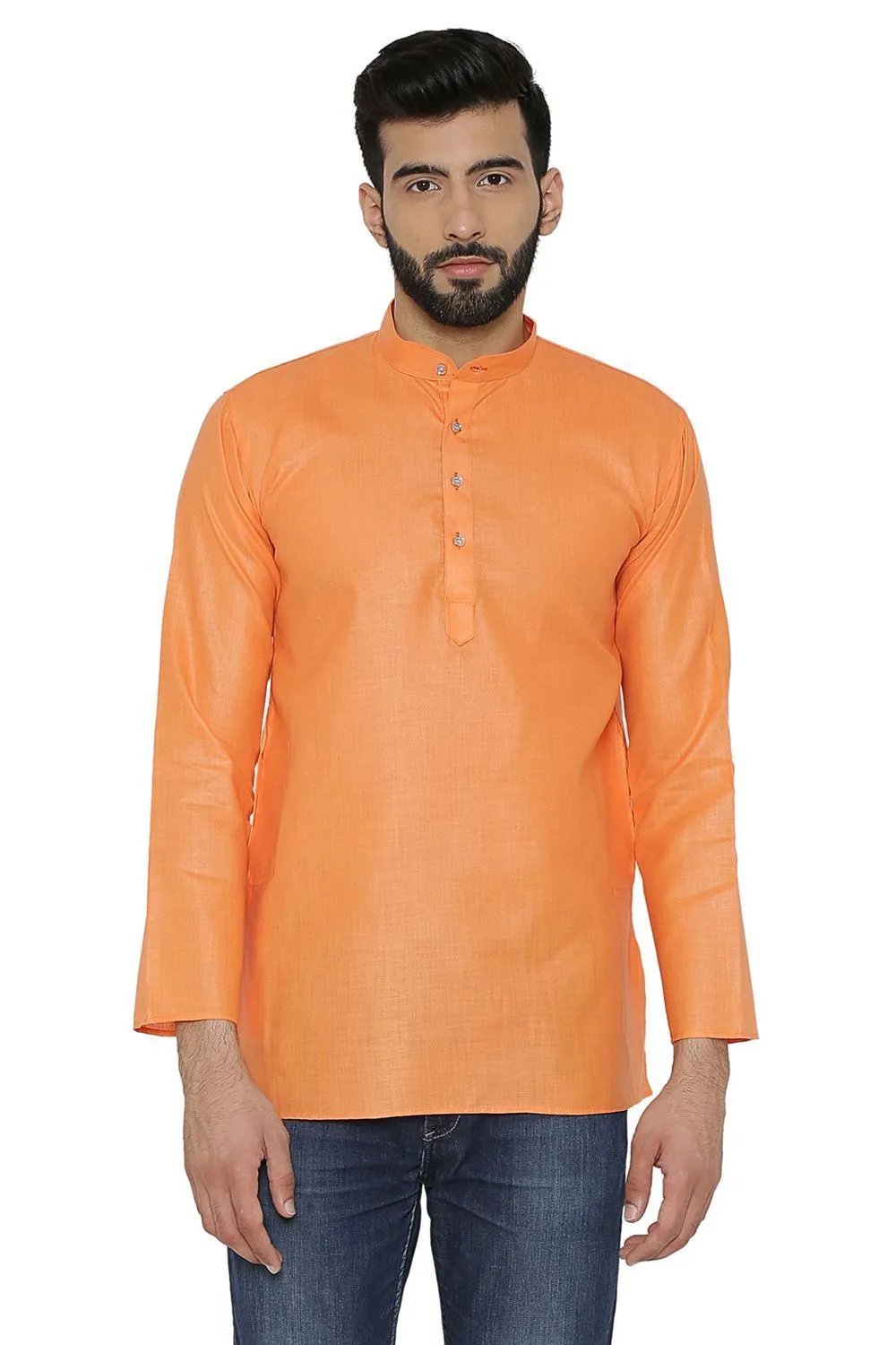 Cotton Silk Blend Orange Kurta Shirt
