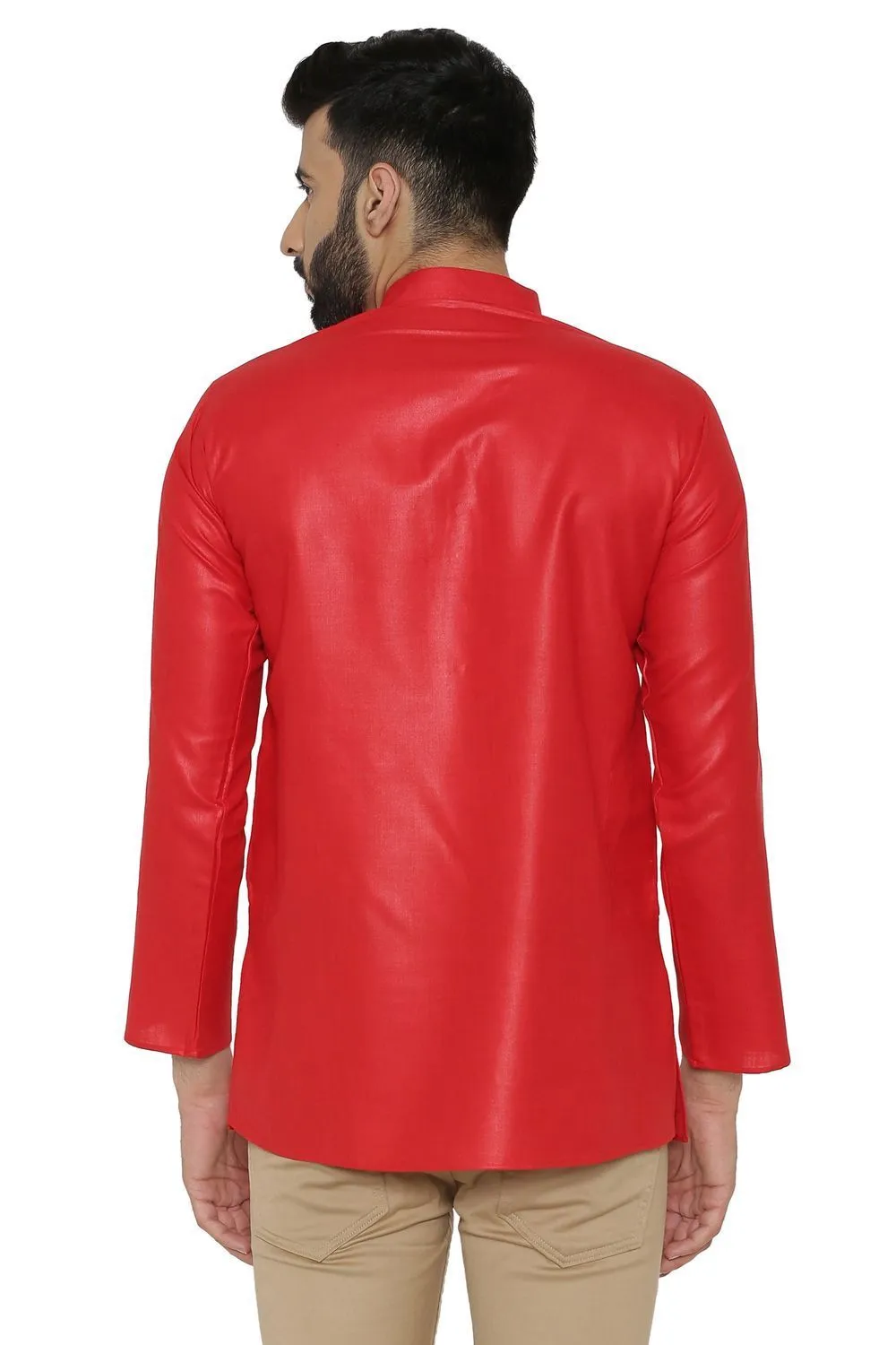 Cotton Silk Blend Red Kurta Shirt