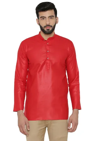 Cotton Silk Blend Red Kurta Shirt