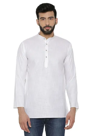 Cotton Silk Blend White Kurta Shirt