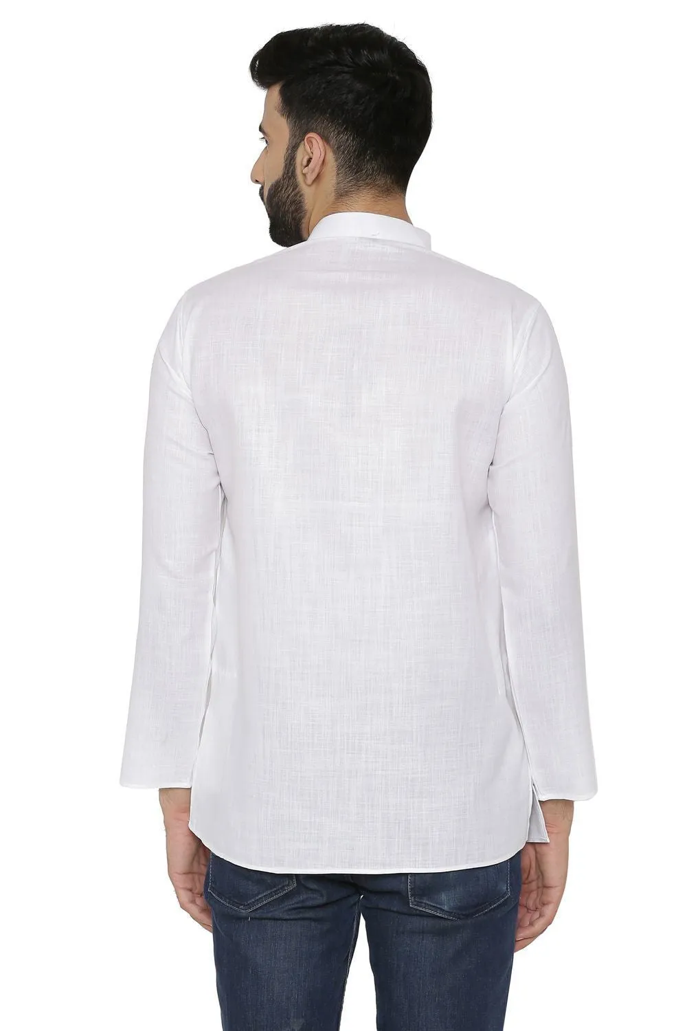 Cotton Silk Blend White Kurta Shirt