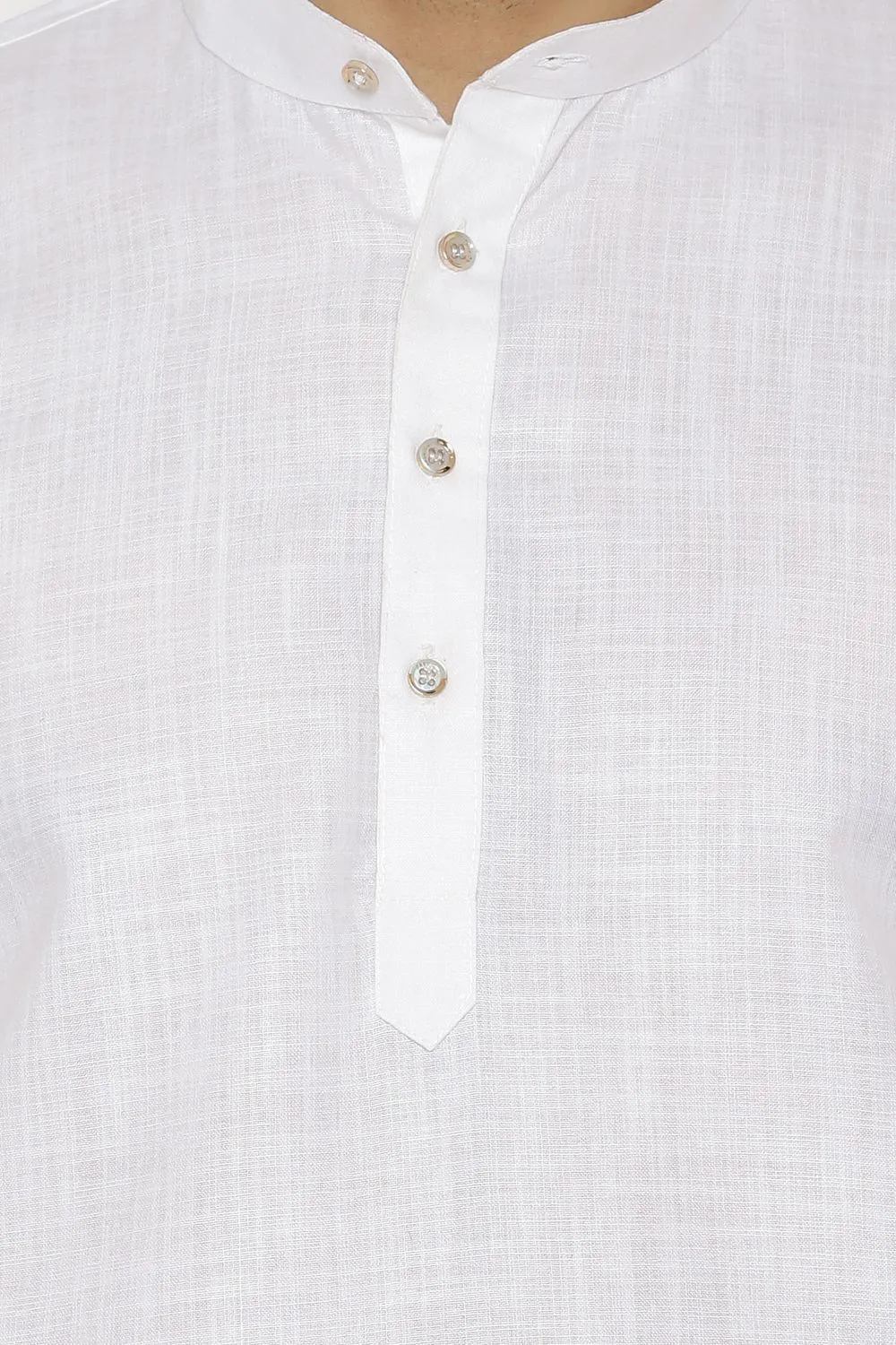 Cotton Silk Blend White Kurta Shirt