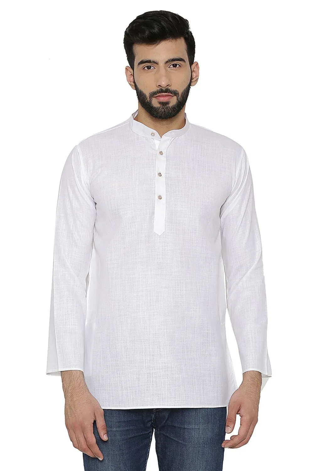 Cotton Silk Blend White Kurta Shirt