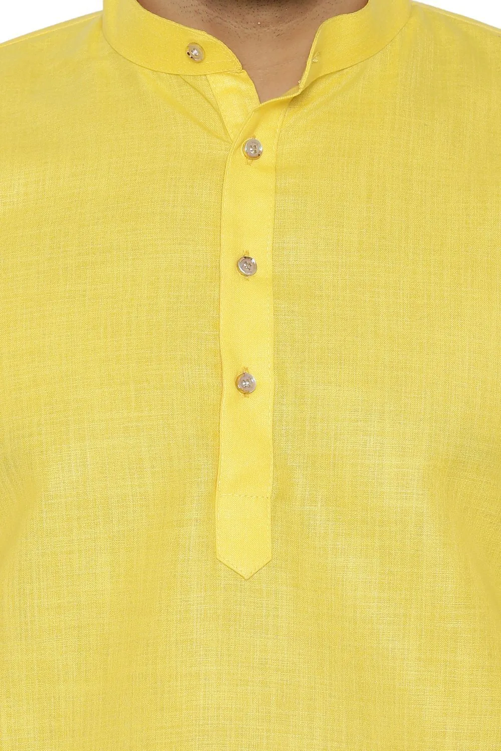 Cotton Silk Blend Yellow Kurta Shirt