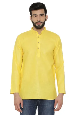 Cotton Silk Blend Yellow Kurta Shirt